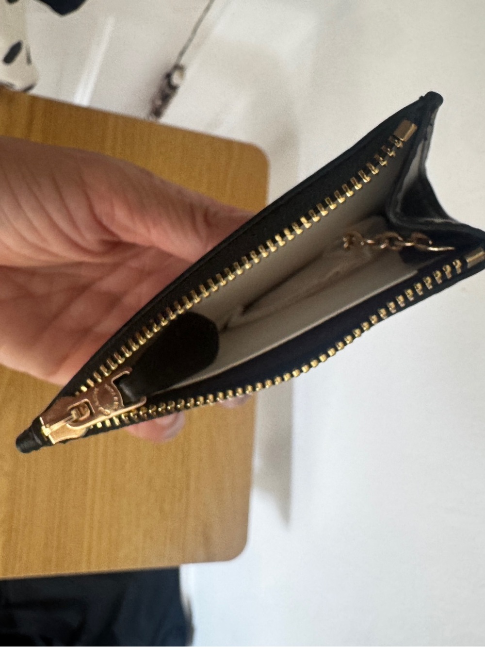 Coach Black Signature Card & Zip Coin Holder with Gold Logo - Picture 4 of 4